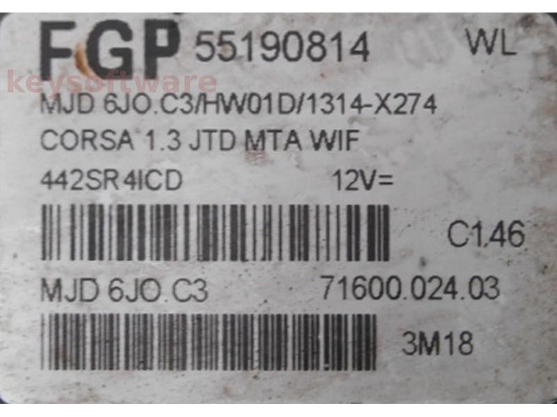 ECU Opel Corsa C 1.3CDTI 55190814 Z13DTH 6JO.C3