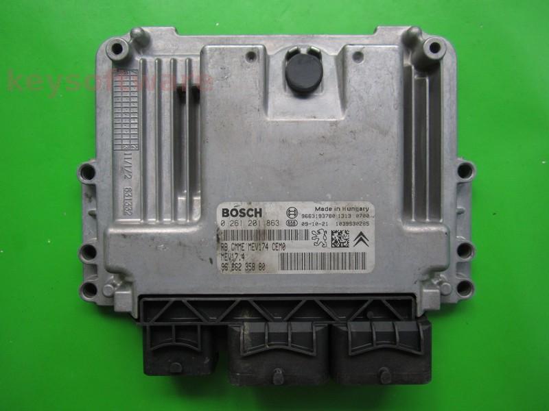 ECU Peugeot 308 1.6 9666235880 0261201863 MEV17.4 }