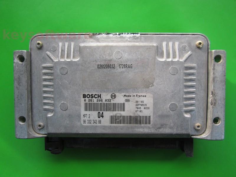 ECU Peugeot 206 1.6 9633234280 0261206032 MP7.2 NFZ { +