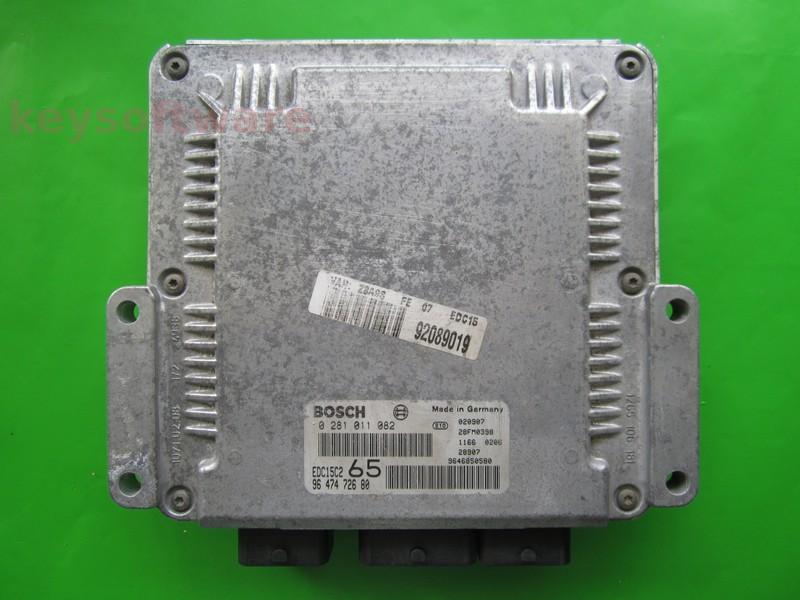 ECU Peugeot 607 2.2HDI 9647472680 0281011082 EDC15C2