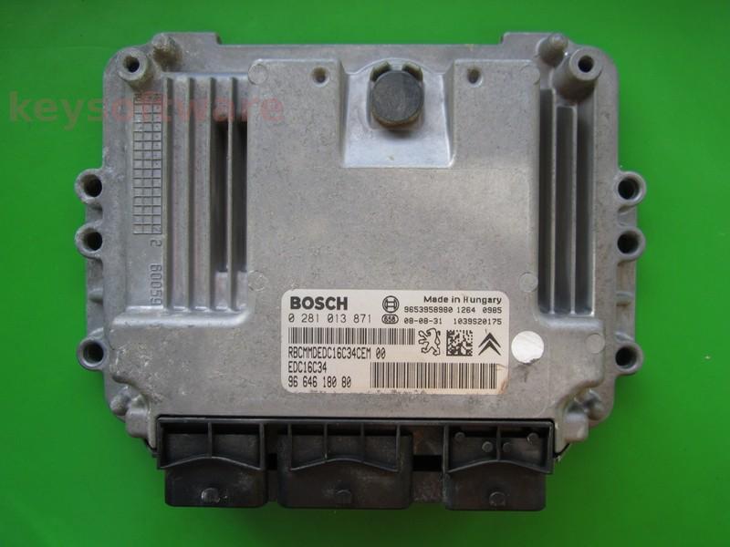 ECU Peugeot Partner 1.6HDI 9664618080 0281013871 EDC16C34 9HZ {+