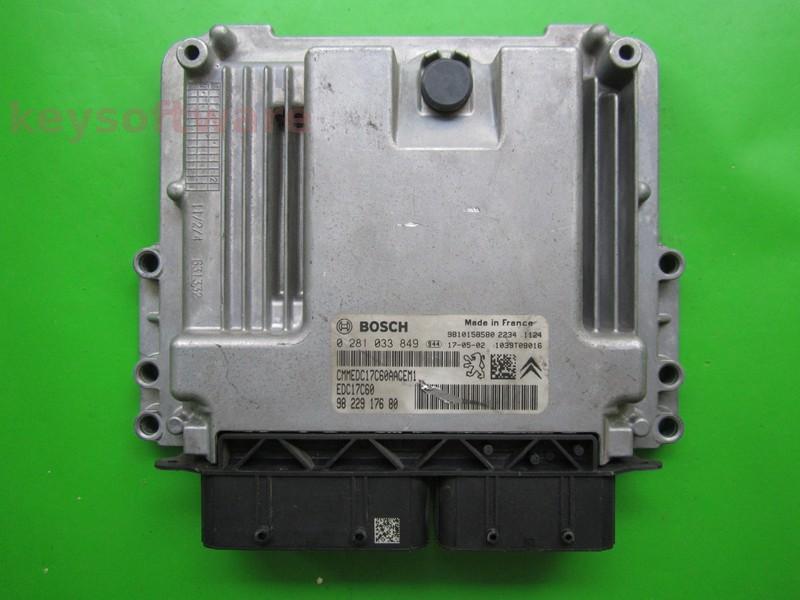 ECU Peugeot 3008 1.6HDI 9822917680 0281033849 EDC17C60