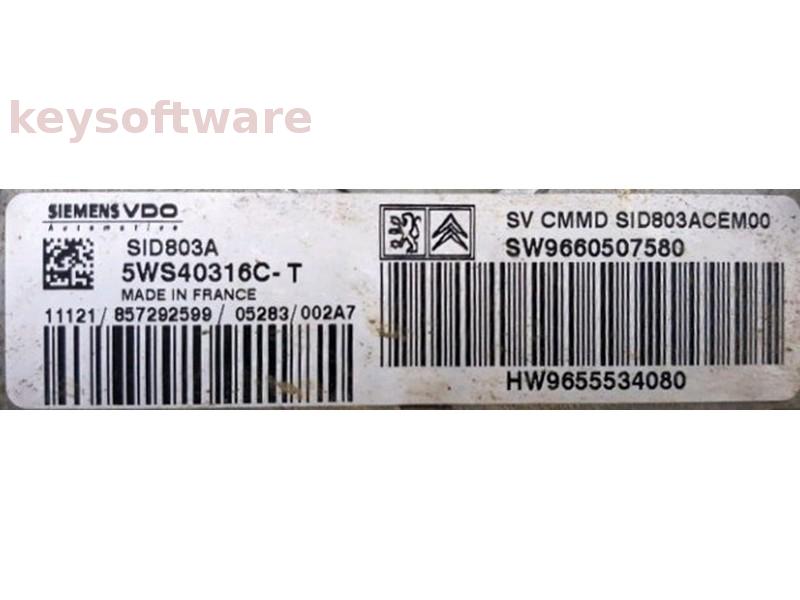 ECU Peugeot 607 2.0HDI 9660507580 5WS40316C-T SID803A {