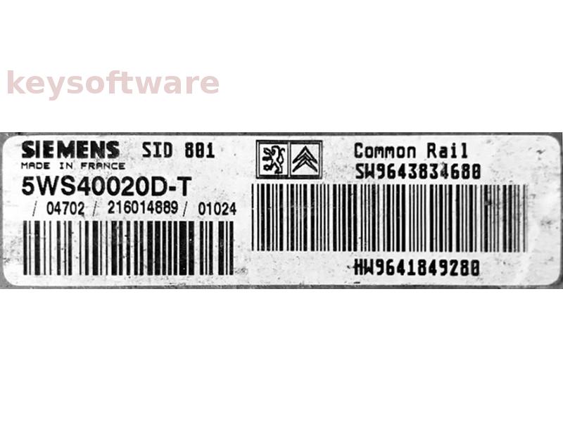 ECU Peugeot 307 2.0HDI 9643834680 5WS40020D-T SID801