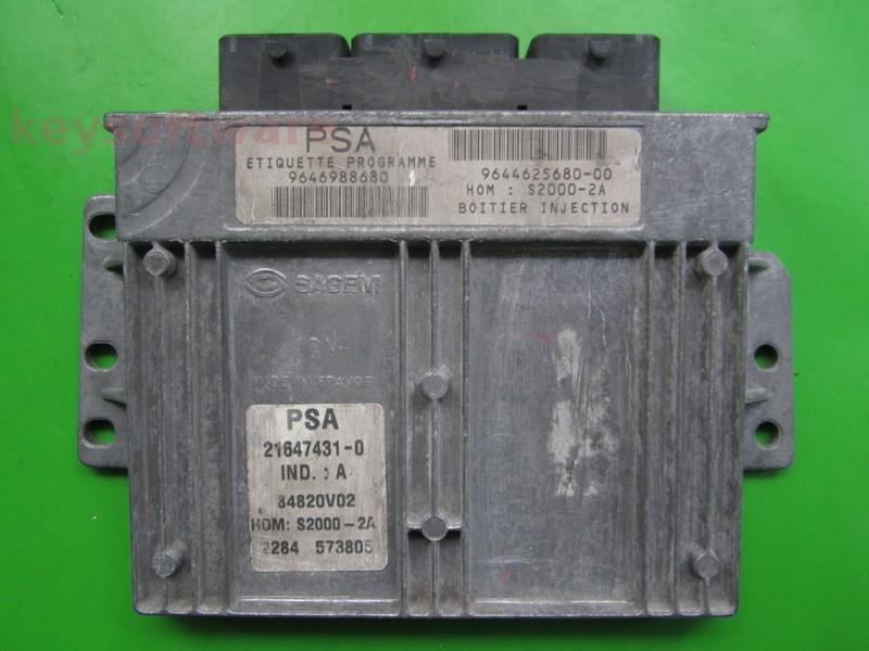ECU Peugeot 206 1.4 9646988680 21647431 S2000-2A