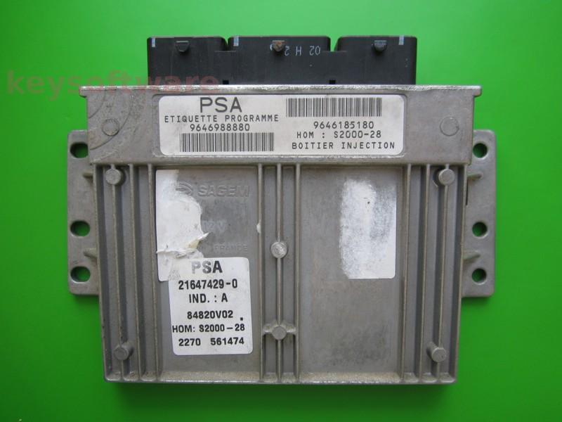 ECU Peugeot 307 1.4 9646988880 21647429 S2000-28