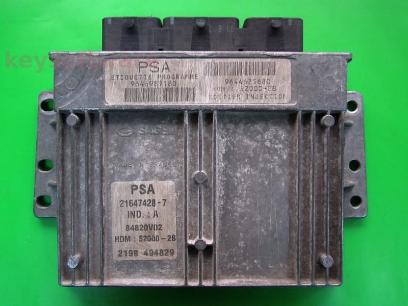 ECU Peugeot 206 1.4 9646989180 21647428 S2000-2B