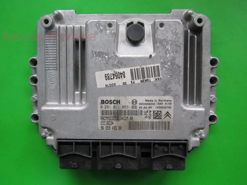 ECU Peugeot 307 1.6HDI 9655943580 0281011863 EDC16C34