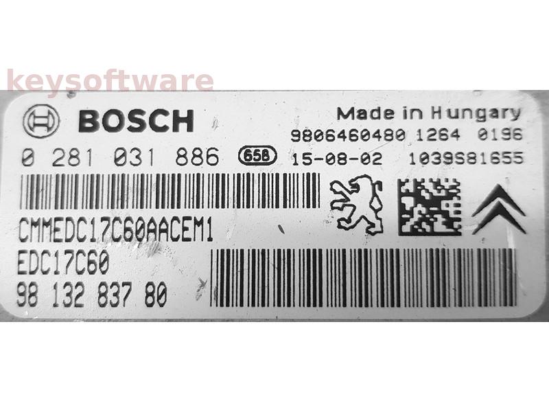 ECU Peugeot 308 1.6HDI 9813283780 0281031886 EDC17C60 {
