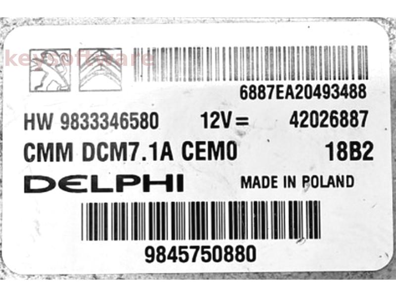 ECU Peugeot Expert 2.0HDI 9833346580 42026887 DCM7.1A {