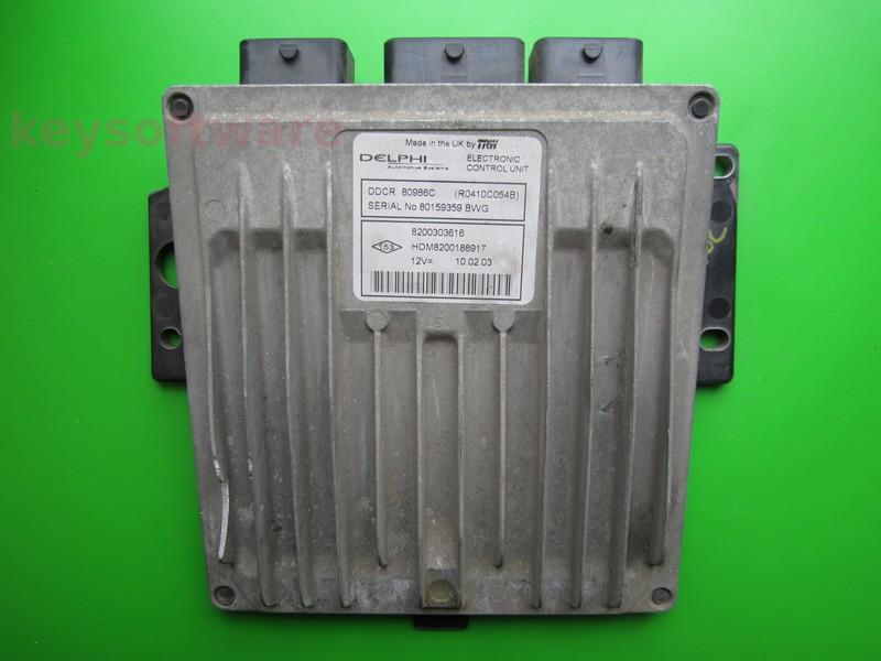 ECU Renault Clio 1.5DCI 8200303616 80986C DDCR {