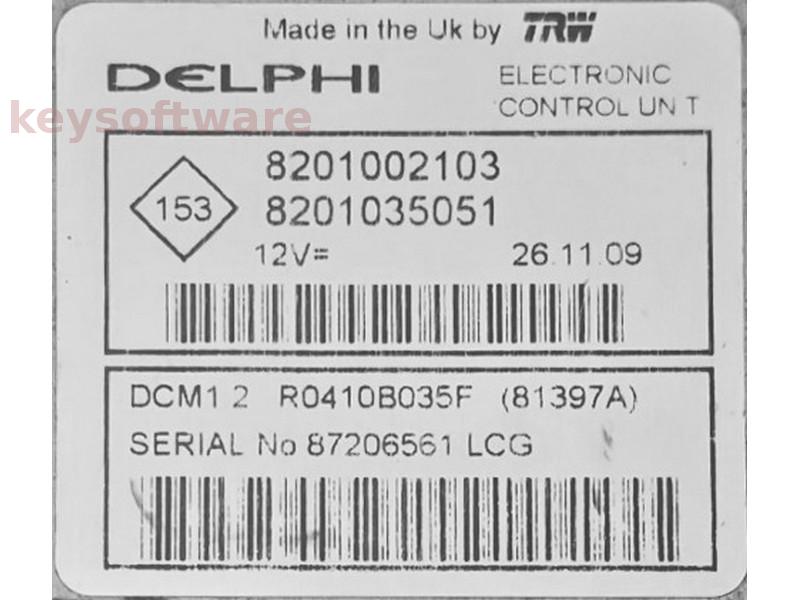 ECU Renault Clio 1.5DCI 8201035051 81397A DCM1.2 {
