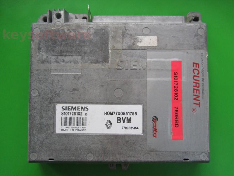 ECU Renault Clio 1.8 HOM7700851755 S101728102E Fenix3B