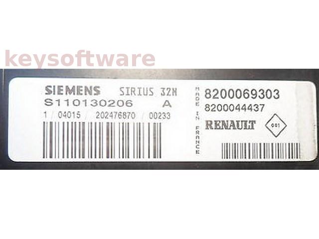 ECU Renault Clio 2.0 8200069303 S110130206A SIRIUS32N {