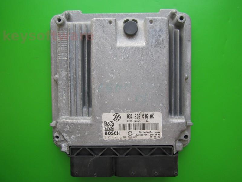 ECU Seat Leon 1.9TDI 03G906016AK 0281011884 EDC16U1 BKC }