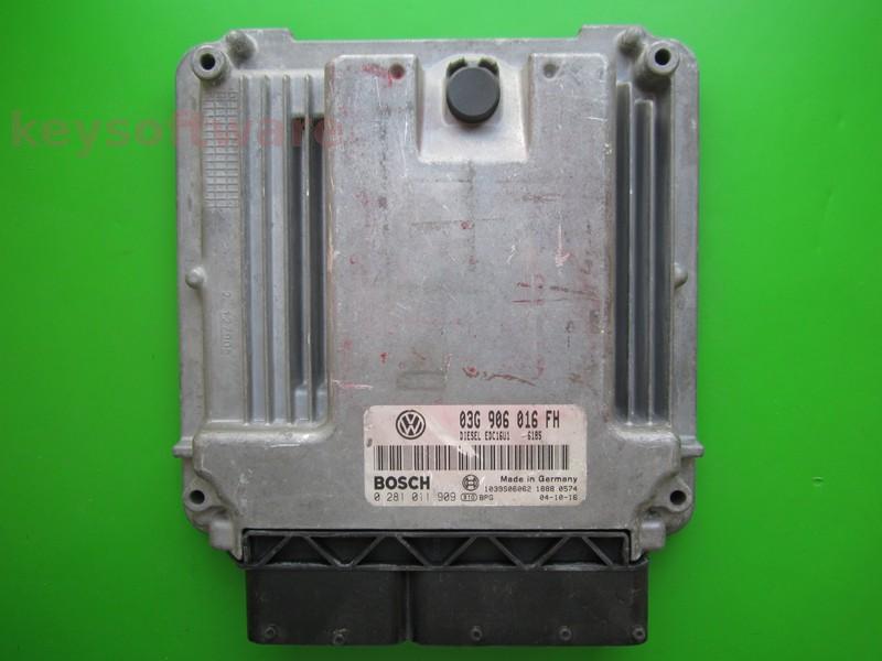 ECU Seat Altea 2.0TDI 03G906016FH 0281011909 EDC16U1 BKD 140CP~
