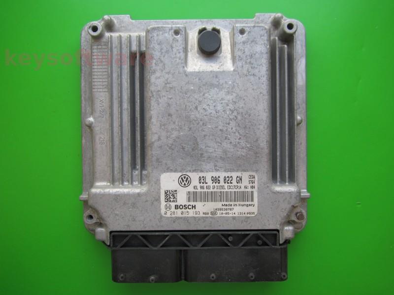 ECU Seat Leon 2.0TDI 03L906022GN 0281015193 EDC17CP14 CEGA H04