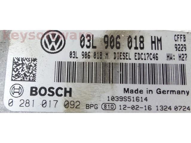 ECU Seat Alhambra 2.0TDI 03L906018HM 0281017092 EDC17C46 CFFB{