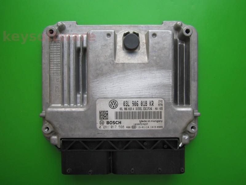 ECU Seat Ibiza 1.9TDI 03L906018KR 0281017598 EDC17C46 CFHD H25