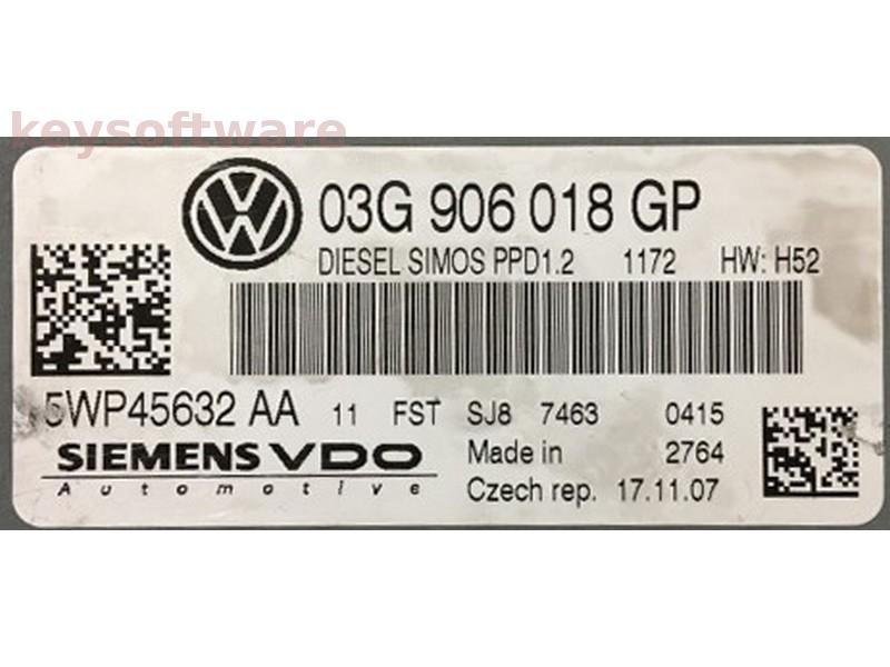 ECU Seat Leon 2.0TDI 03G906018GP 5WP45632AA SIMOS PPD1.2 BMN{