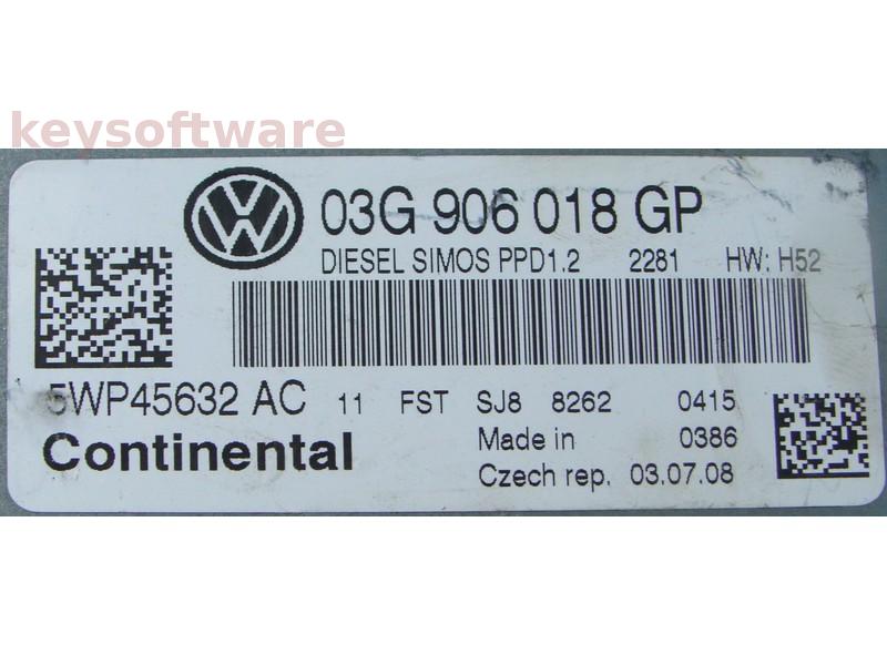 ECU Seat Leon 2.0TDI 03G906018GP 5WP45632AC SIMOS PPD1.2 BMN{+