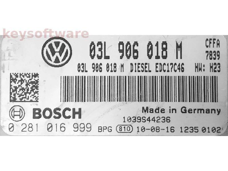 ECU Seat Alhambra 2.0TDI 03L906018M 0281016999 EDC17C46 CFFA H23