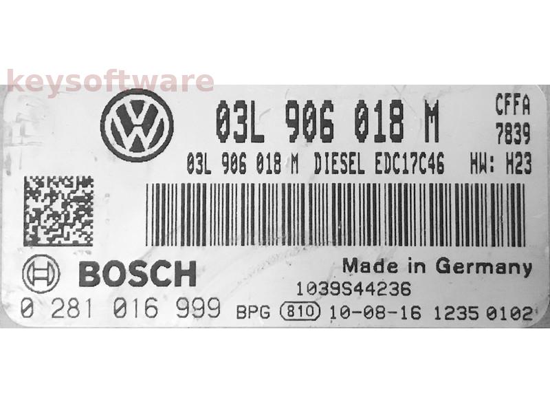 ECU Seat Alhambra 2.0TDI 03L906018M 0281016999 EDC17C46 CFFA{