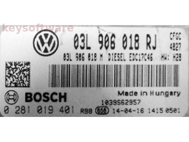 ECU Seat Alhambra 2.0TDI 03L906018RJ 0281019401 EDC17C46 CFGC{