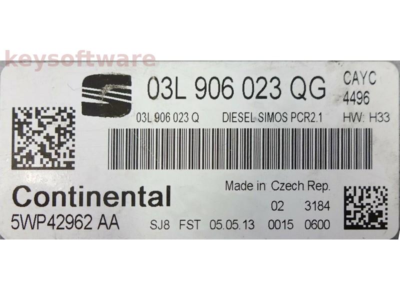 ECU Seat Toledo 1.6TDI 03L906023QG 5WP42962 SIMOS PCR2.1 CAYC {