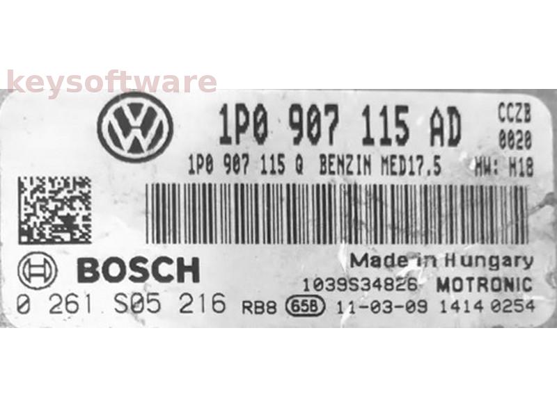 ECU Seat Altea 2.0 1P0907115AD 0261S05216 MED17.5 CCZB H18 {