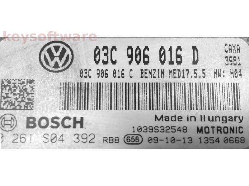 ECU Skoda Octavia 1.4 03C906016D 0261S04392 MED17.5.5 CAXA H04