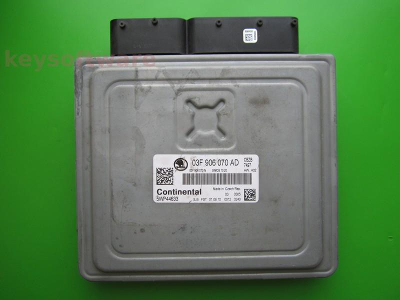 ECU Skoda Fabia 1.2 03F906070AD 5WP44633 SIMOS 10.20 CBZB H02