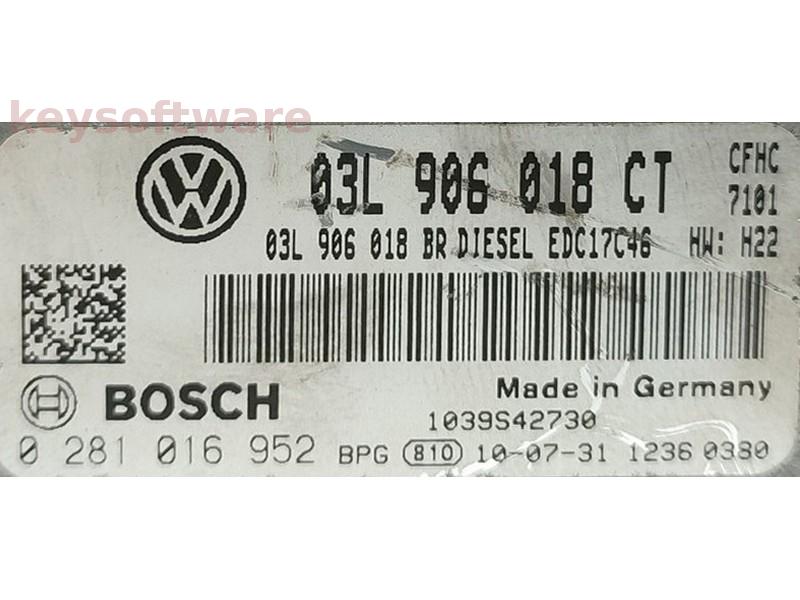 ECU Skoda Octavia 2.0TDI 03L906018CT 0281016952 EDC17C46 H22 {