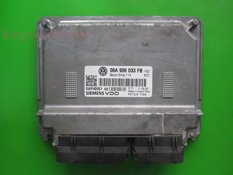 ECU Skoda Octavia 1.6 06A906033FB 5WP40451 SIMOS 7.1A BSE +{