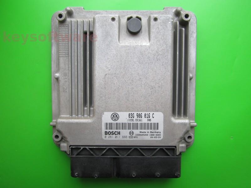 ECU VW Caddy 1.9TDI 03G906016C 0281011666 EDC16U1 BJB