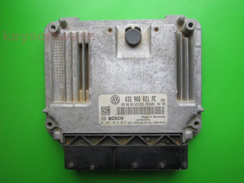 ECU VW Caddy 1.9TDI 03G906021PE 0281014074 EDC16U34 BSU H08
