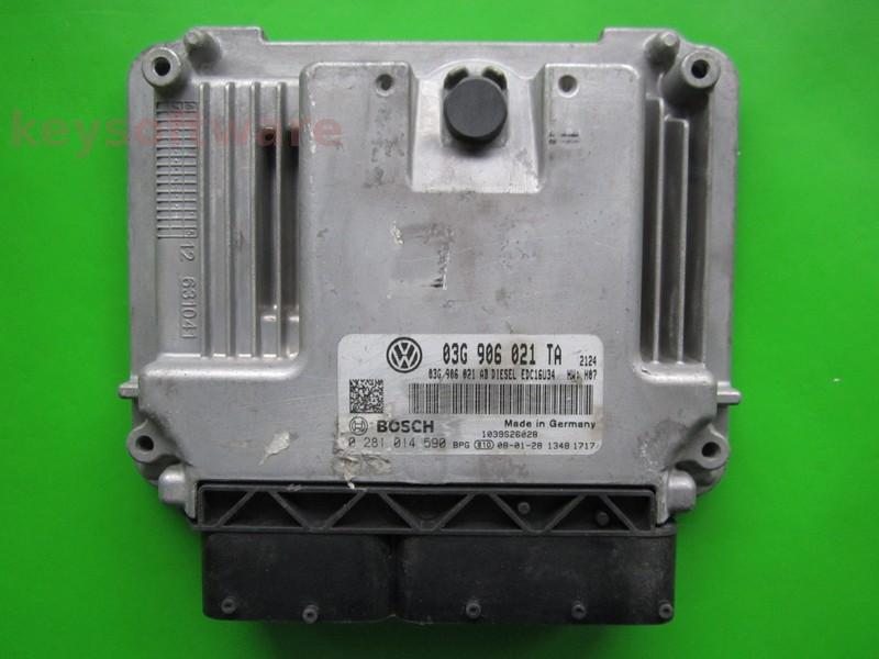 ECU VW Eos 2.0TDI 03G906021TA 0281014590 EDC16U34 BMM H07 }