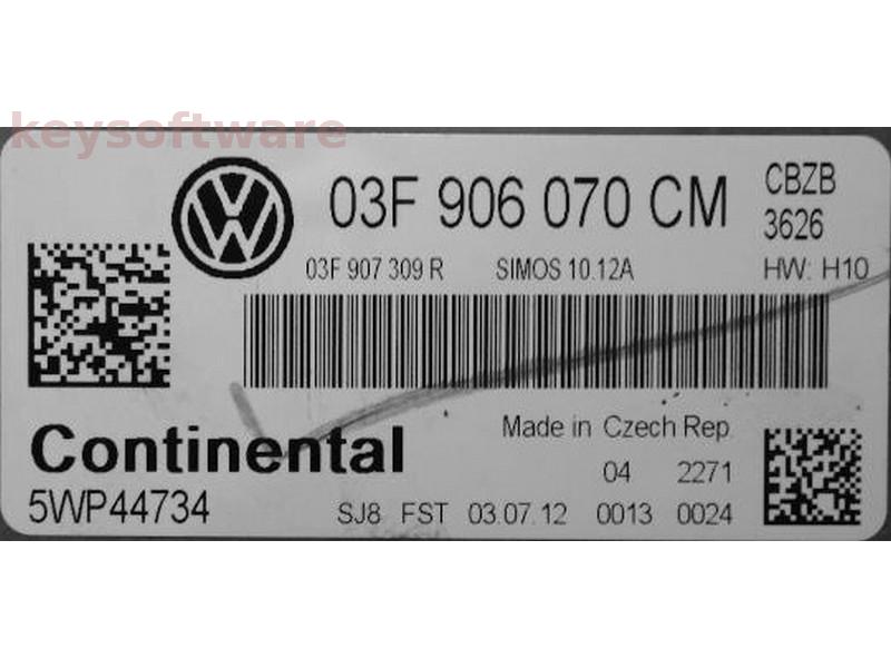 ECU VW Beetle 1.2 03F906070CM 5WP44734 SIMOS 10.12A CBZB H10