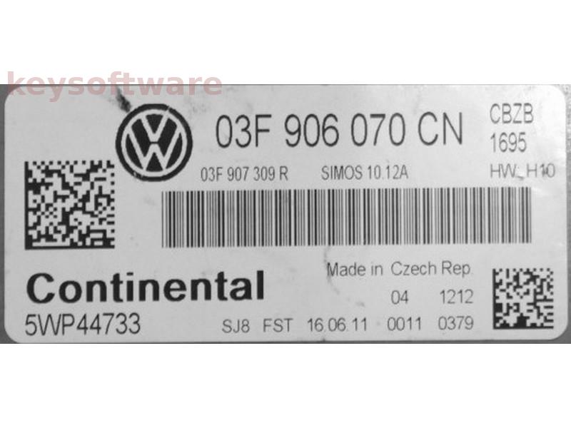 ECU VW Beetle 1.2 03F906070CN 5WP44733 SIMOS 10.12A CBZB H10