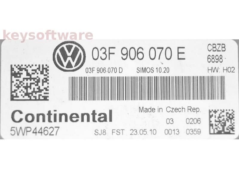 ECU VW Polo 1.2 03F906070E 5WP44627 SIMOS 10.20 CBZB H02