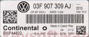 ECU VW Polo 1.2 03F907309AJ 5WP44832 SIMOS 10.22A CBZC H10 {