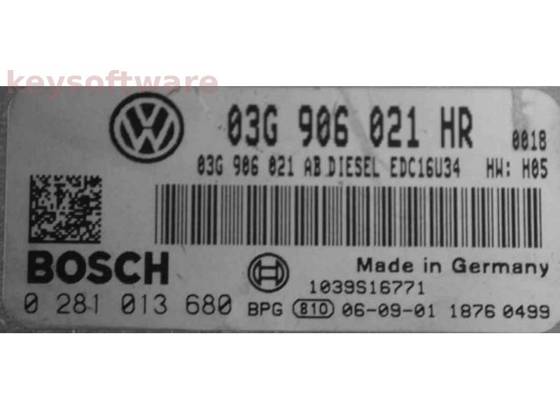 ECU VW Caddy 1.9TDI 03G906021HR 0281013680 EDC16U34 BLS H05 {