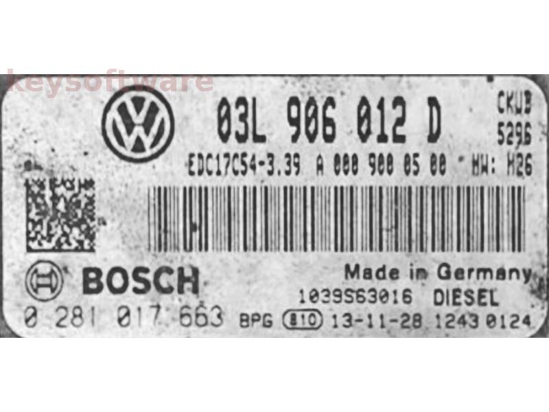 ECU VW Crafter 2.0TDI 03L906012D 0281017663 EDC17C54 CKUB H26 {