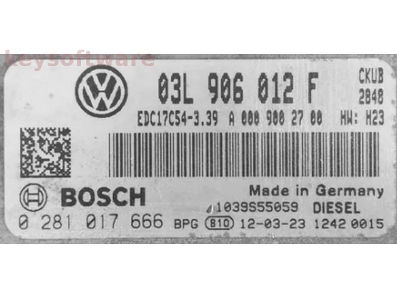 ECU VW Crafter 2.0TDI 03L906012F 0281017666 EDC17C54 CKUB H23 {