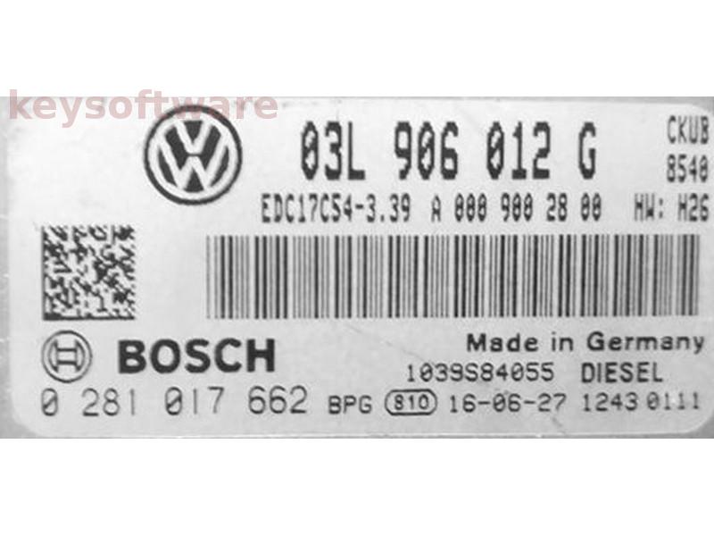 ECU VW Crafter 2.0TDI 03L906012G 0281017662 EDC17C54 CKUB H26 {