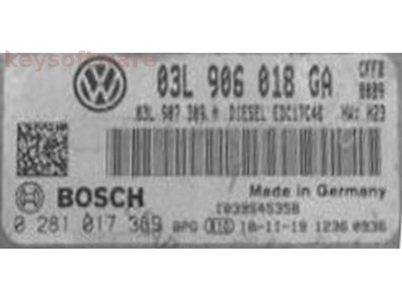 ECU VW Eos 2.0TDI 03L906018GA 0281017369 EDC17C46 CFFB{