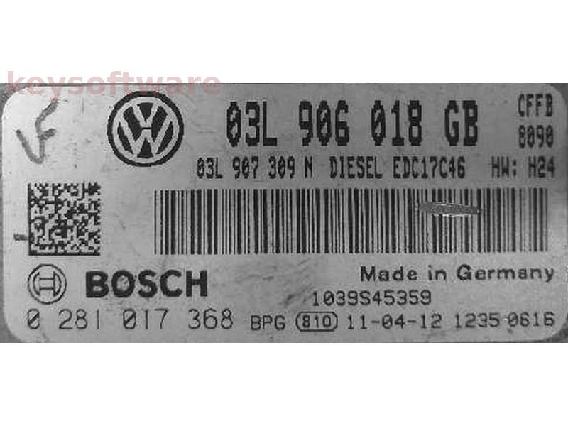 ECU VW Eos 2.0TDI 03L906018GB 0281017368 EDC17C46 CFFB H24 {+