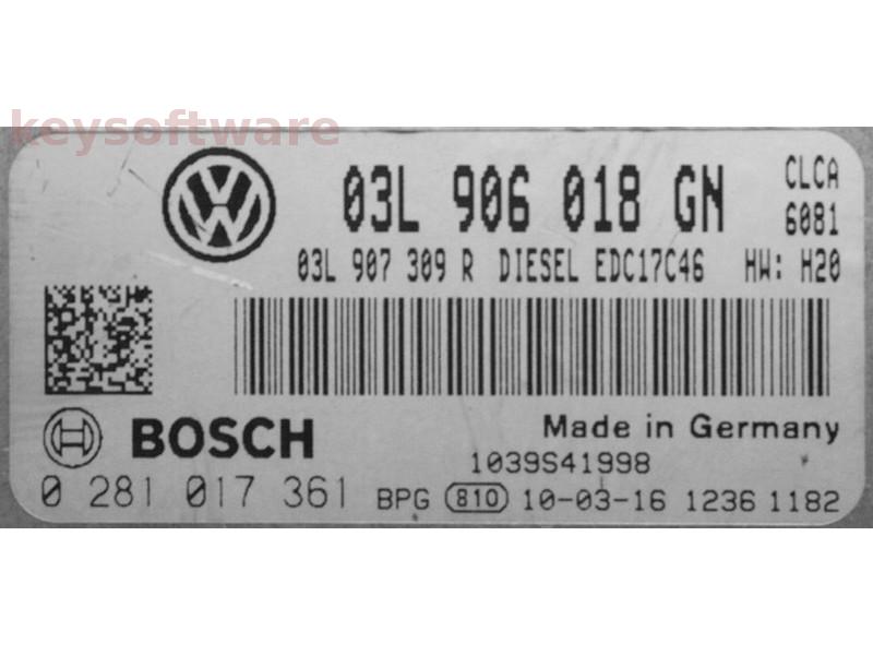 ECU VW Caddy 2.0TDI 03L906018GN 0281017361 EDC17C46 CLCA {