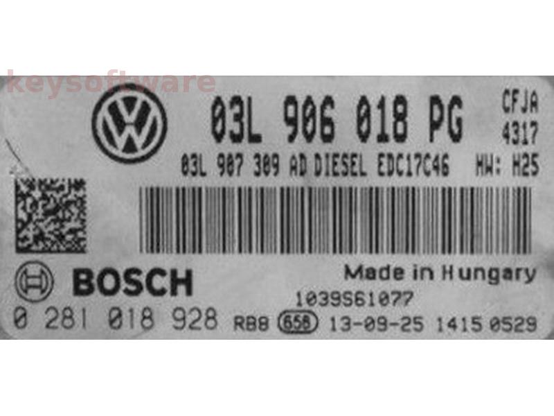 ECU VW Caddy 2.0TDI 03L906018PG 0281018928 EDC17C46 CFJA{