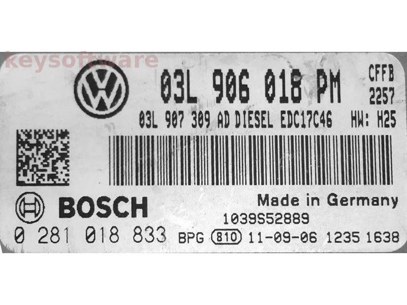 ECU VW Beetle 2.0TDI 03L906018PM 0281018833 EDC17C46 CFFB H25 {
